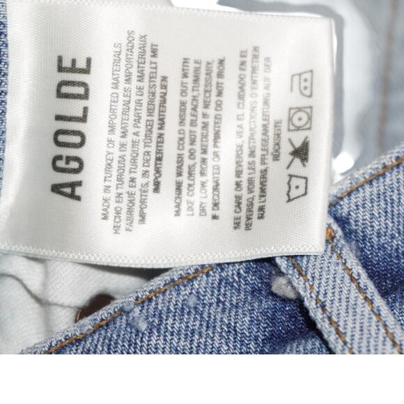 AGOLDE Riley High Rise Distressed Jeans Women’s Size 29 Blue Button Fly - Picture 6 of 7